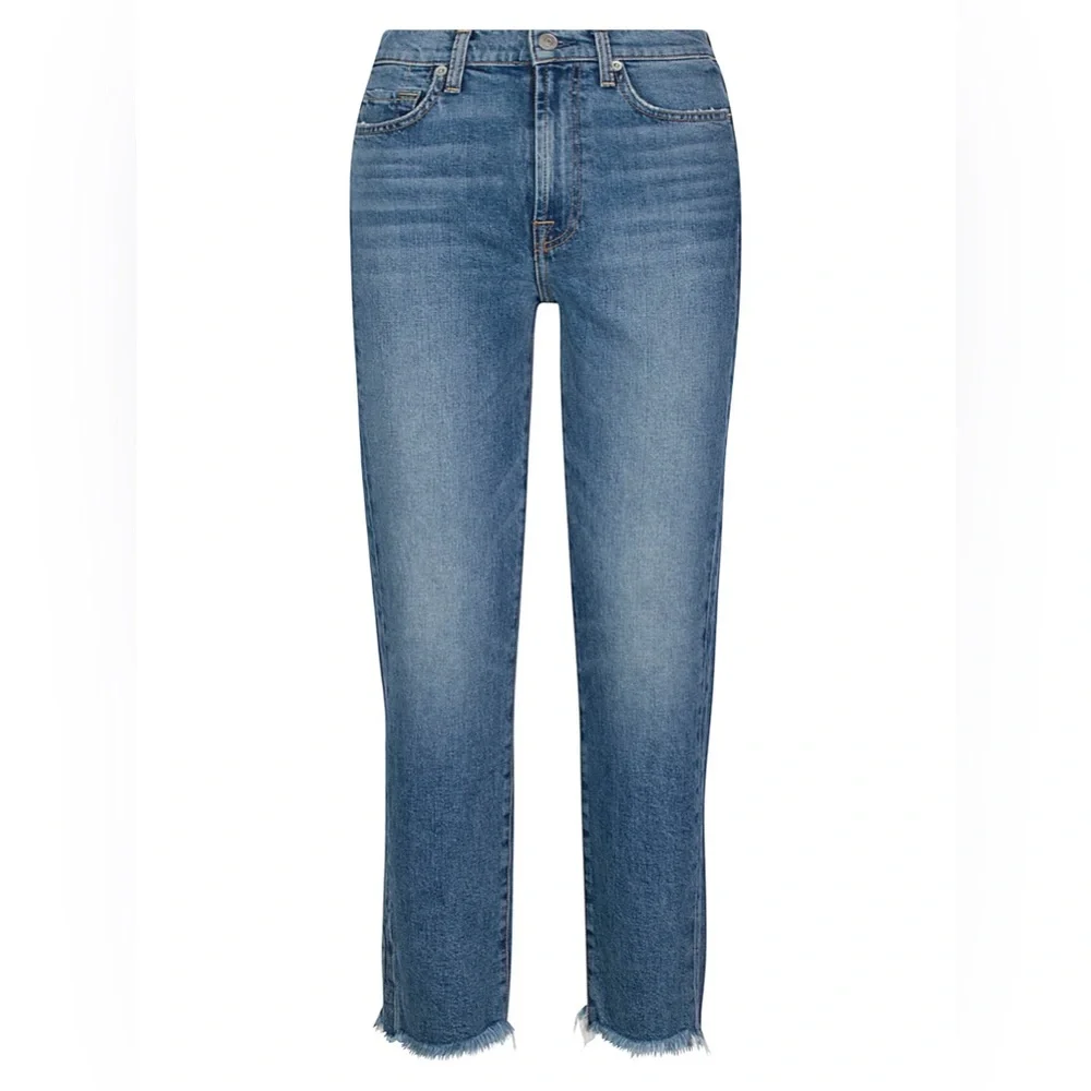 7 For All Mankind Luxe Vintage ankle skinny jeans with raw hem